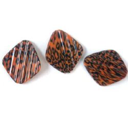 Plastic Painted Beads, Curly Tile, 39 mm, 3 pieces -11 grams