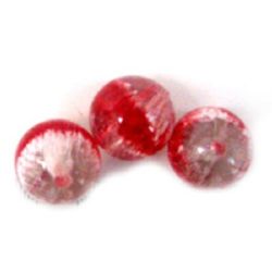 Transparent painted beads, color red 2 mm - 3 pieces - 14 grams