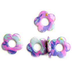 Plastic Painted Beads with flowers, color 138 for DIY making accessories and jewelry 3 mm - 4 pieces - 11 grams