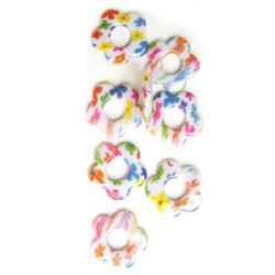 Plastic Painted Beads with flowers, color 117 for DIY making accessories and jewelry 3 mm - 4 pieces - 11 grams