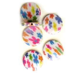 Plastic Painted Beads with flowers, color 117 for DIY making accessories and jewelry 3 mm - 3 pieces - 14 grams