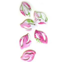 Plastic Painted Beads with flowers, color 61 for DIY making accessories and jewelry 47x32 mm - 3 pieces - 12 grams
