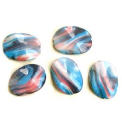 Plastic Painted Beads, color 151 for DIY making accessories and jewelry 38x28 mm - 3 pieces - 15 grams
