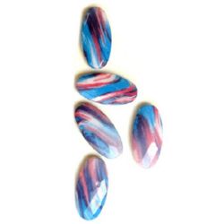 Plastic Painted Beads, color 151 for DIY making accessories and jewelry 50x25 mm - 2 pieces - 16 grams
