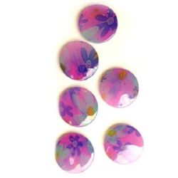 Plastic Painted Beads with flowers, color 15 for DIY making accessories and jewelry 3 mm - 3 pieces - 14 grams