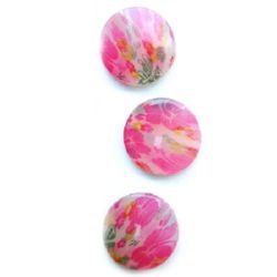 Patterned Acrylic Circle Bead, Pink, 3 mm -3 pieces -14 grams