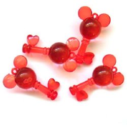 Acrylic Key Pendant for Children Accessories, 22 mm, Transparent Red -50 grams