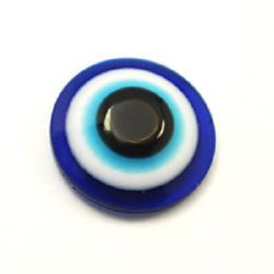 Polusferă albastru cu desen  ochi 8x4 mm pentru lipit -50 bucăți