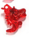 Transparent Acrylic Pendant / Dragon, Crystal Imitation, Red, 34 mm -10 pieces