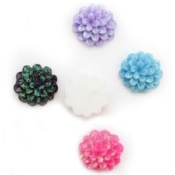 Cabochon gluing flower bead 17 mm colored