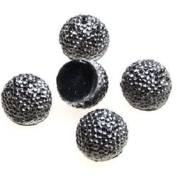 Round Cabochon Type Bead for Gluing, 14 mm, Graphite