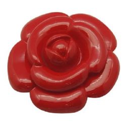 Cabochon gluing bead 47x14 mm red flower - 4 pieces