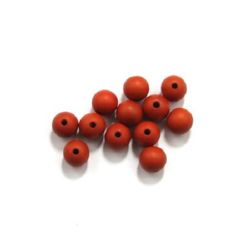 Bead imitation wood matte ball 10 mm hole 2 mm red -50 grams ~ 91 pieces