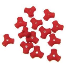Acrylic beads imitation wood matt frosted triangle 10x4.5 mm hole 2 mm red - 50 grams ~ 218 pieces