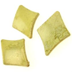 Acrylic beads imitation wood frosted diamond 38x29x5 mm hole 2.5 mm yellow light - 50 grams ± 18 pieces