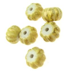 Acrylic beads imitation wood matt washer 12x12x8 mm hole 2.5 mm yellow light - 50 grams ± 65 pieces
