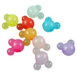 Margele imitație MOUSE 12x12x9 mm gaură 3 mm MIX -50 grame ~ 125 bucăți