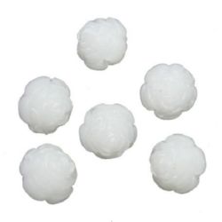 Acrylic beads imitation jelly rose 12x12 mm hole 2 mm white - 50 grams ~ 83 pieces