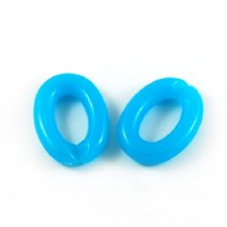 Inel pentru  lanț 18x13x3 mm plastic albastru -20 grame ~ 47 bucăți
