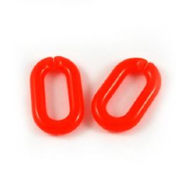 Acrylic chain ring solid bead for jewelry making 20x15x5 mm red - 50 grams