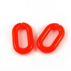 Acrylic chain ring solid bead for jewelry making 28x17x5 mm red - 50 grams