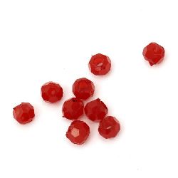 Beads imitation jelly ball 8x9 mm hole 3.5 mm facet red - 50 grams ~ 155 pieces