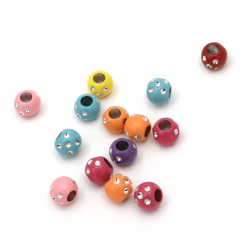 Plastic round bead with imitation of pebbles 9x7.5 mm hole 3.5 mm MIX - 20 grams ± 67 pieces