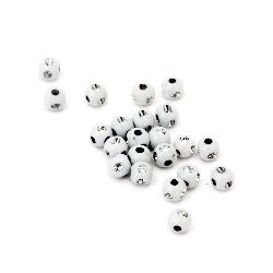 Plastic round bead with imitation of pebbles 4 mm hole 1 mm white - 50 grams ~ 2400 pieces