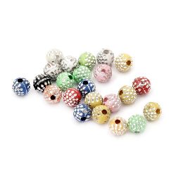 Round Beads imitation crystals 6 mm hole 1.5 mm, mix color-20 grams ± 200 pieces