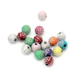 Plastic round bead with imitation of pebbles 8 mm hole 2 mm mix - 20 grams ~ 75 pieces