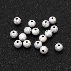 acrylic beads, round, imitation turquoise,  white, 8 mm, 20 grams ~68 pieces