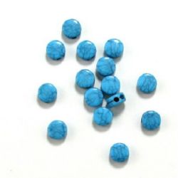 Мънисто имитация тюркоаз паричка 8 мм дупка синьо -50 грама ~ 270 броя
