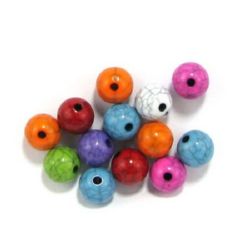 Acrylic round beads, imitation turquoise 10 mm hole 1.5 mm mix 20 grams ~ 35 pieces