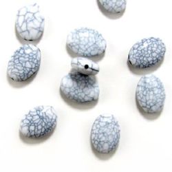 Acrylic beads, oval, imitation turquoise, white 20x15x8  mm - 50 grams