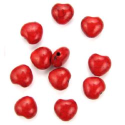 Acrylic heart beads, imitation turquoise  10x9x6 mm hole 1.2 mm red - 20 grams ~ 55 pieces