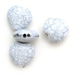 acrylic beads, heart, imitation turquoise,  white, 16x15x8mm, 50 grams