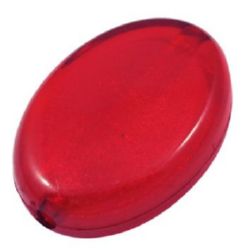 Мънисто имитация сребърно фолио овал 21x29x9.5 мм дупка 2 мм червено -50 грама ~11 броя