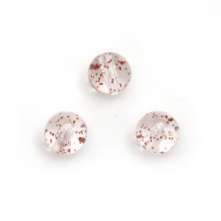 Мънисто кристал топче 10 мм дупка 2 мм прозрачно с брокат цвят червен -20 грама ~35 броя