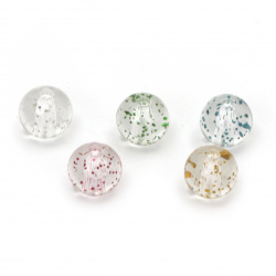 Bead crystal ball 10 mm hole 2 mm transparent with glitter MIX -20 grams ~ 35 pieces