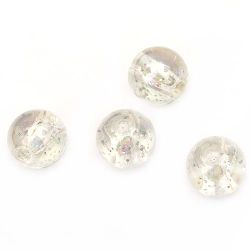 Acrylic Ball Bead with Glitter, Crystal AB / 12 mm, Hole: 1.5 mm / Transparent RAINBOW - 20 grams ~ 21 pieces