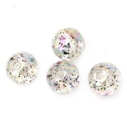 Bead crystal ball 12 mm hole 1.5 mm RAINBOW with glitter gray -20 grams ~ 21 pieces