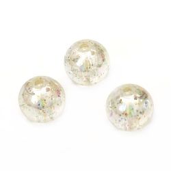 Bead crystal ball 14 mm hole 1.5 mm RAINBOW with glitter -20 grams ~ 14 pieces