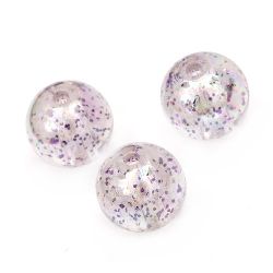Bead crystal ball 14 mm hole 1.5 mm RAINBOW with glitter purple -20 grams ~ 14 pieces
