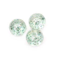 Bead crystal ball 14 mm hole 1.5 mm RAINBOW with glitter green -20 grams ~ 14 pieces