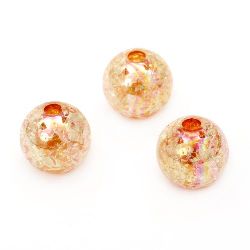 Bead cracked ball 14 mm hole 3 mm RAINBOW caramel -20 grams ~ 15 pieces