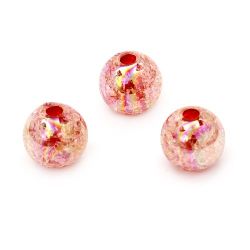 Bilă fisurată bile 14 mm gaură 3 mm RAINBOW roșu -20 grame ~ 15 bucăți