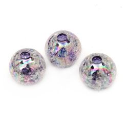 Bilă fisurată margele 14 mm gaură 3 mm RAINBOW violet - 20 grame ~ 15 bucăți