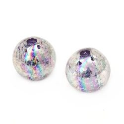 Bead cracked ball 18 mm hole 4 mm RAINBOW purple - 20 grams ~ 7 pieces