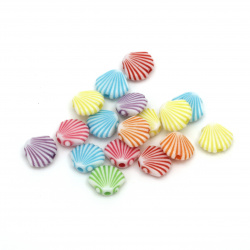 Cute Plastic Shell Bead for DIY Children Jewelry, 10x12x4 mm, Hole: 2 mm, MIX -20 grams ~ 75 pieces