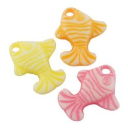 Plastic Fish Pendant, Assorted Pastel Colors, 17x21 mm, Hole: 3 mm -50 g ~ 71 pieces